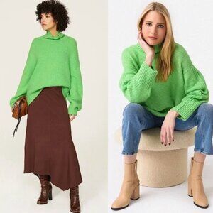 A.L.C. Alpaca Merino Wool Knit Oversized Slouchy Pullover Turtleneck Sweater